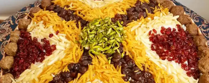 طرز تهیه آجیل پلو زعفرانی با گوشت قلقلی